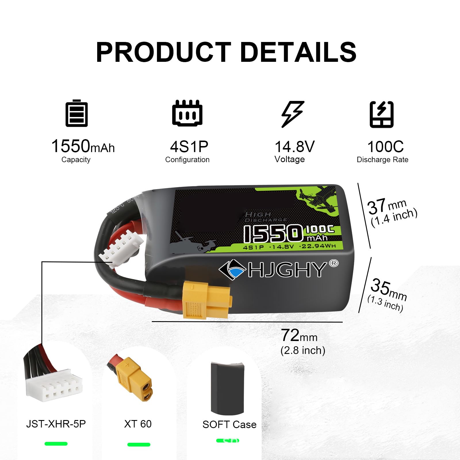 Akumulator LiPo 4S 14,8 V 650 mAh 850 mAh 1300 mAh 1550 mAh 80C 100C Akumulator RC do dronów, quadrocopterów, śmigłowców, samolotów, łodzi RC, samochodów