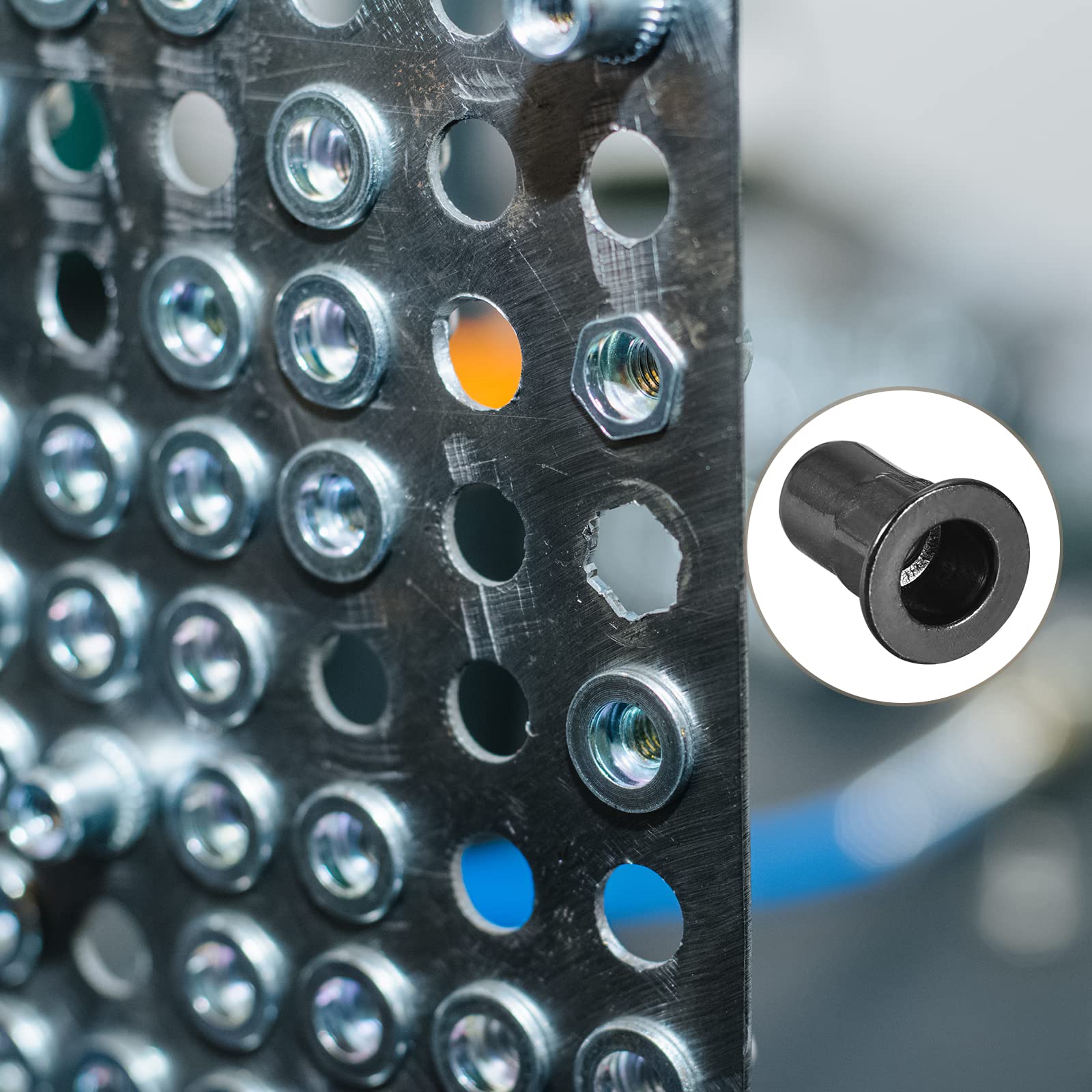 METALLIXITY Rivet Nuts (M4) 50Pcs, Carbon Steel Half Hex Threaded Insert Nuts - for Furniture Mechanical Fasteners Black - Image 3