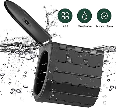 Foldable Camping Toilet Portable Potty Loo - Collapsible Toilet for Camping, Picnic, Fishing, Travel and Van Life, Outdoor Bucket with Lid and 30 Trash Bags