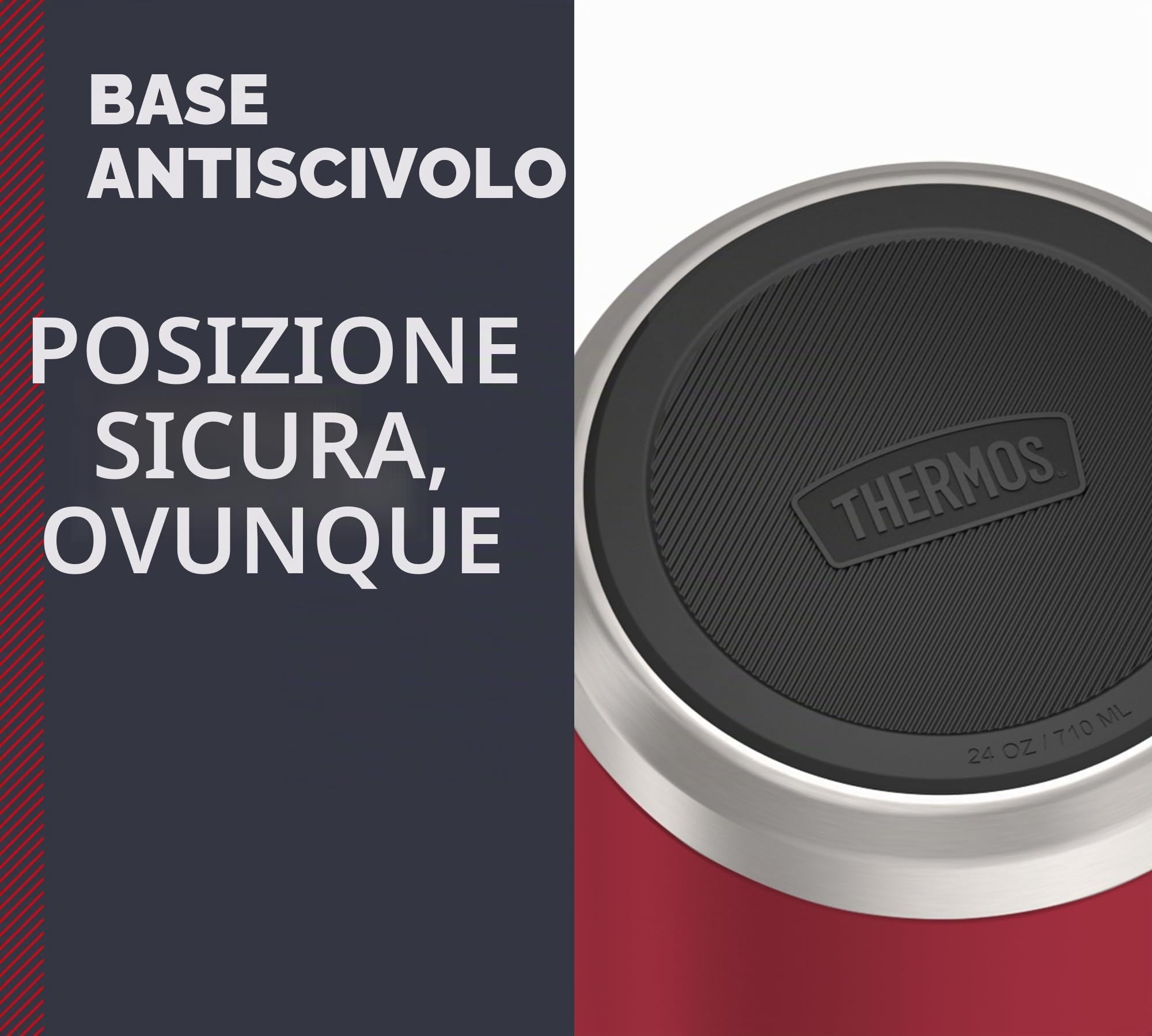 Thermos ICON Food Jar 0,71 l, rosso/bacca mat, contenitore per cibo 710 ml, in acciaio inox 18/8 a doppia parete, mantiene caldo e freddo, con cucchiaio pieghevole, fondo antiscivolo, assolutamente
