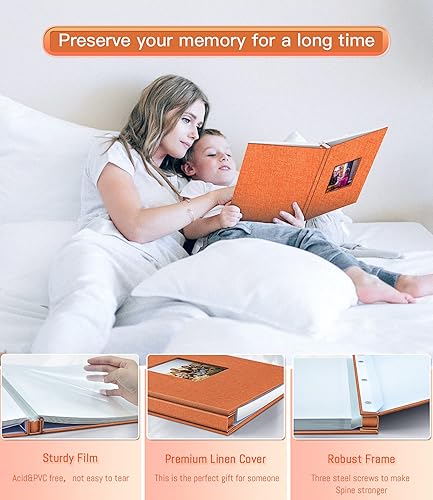 Miniatura 3 de Popotop Álbum de fotos autoadhesivo con ventana de visualización de imágenes, 40 páginas, álbum de recortes para fotos de 4 x 6, 8 x 10, cubierta de