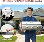 ONLYFIRE GRILLS Table BBQ Grill à gaz 3 Brûleurs, 24" Grille de propane portable en acier inoxydable avec jambes pliables pour le camping Barbecue extérieur, RV Voyage, 24000BTU, #GS307