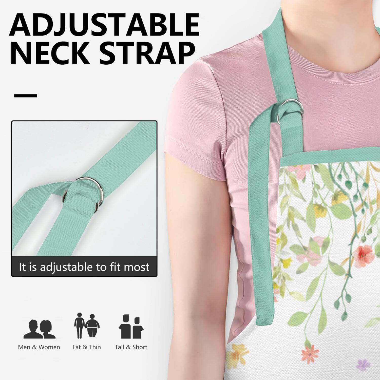 Queen Hero Kitchen Chef Aprons for Women with Pockets-Cute Floral Vintage Design Baking&Cooking Apron,Kitchen Bakers Gifts image 5