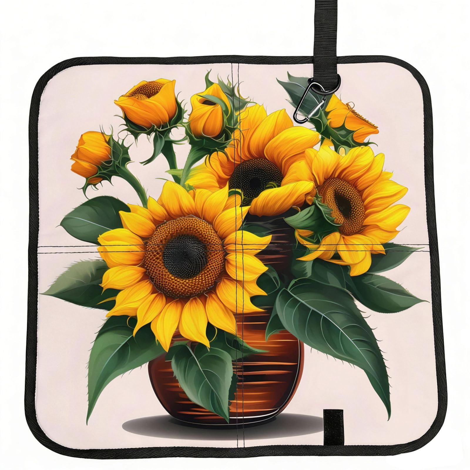NImongt Sunflower And Rose Print Portable Chair Pad Foldable Seat Cushion Outdoor Seating Office Picnic Camping