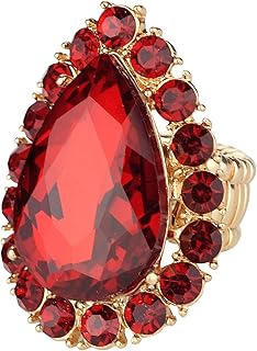 NYFASHION101 Women's Teardrop Stone Studs Fashion Stretch Ring