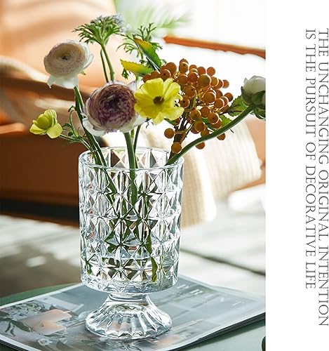 Miniatura 10 de Jarrón de cristal, florero de base grande en relieve, florero decorativo para el hogar, oficina, boda, fiesta, celebrar. Jarrón hidropónico verde