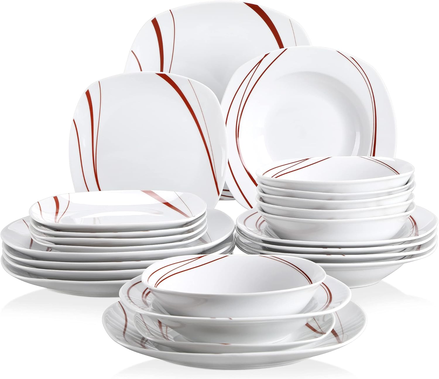 Set Stoviglie Infrangibili Per 6 Persone - 24 Pezzi In Plastica, Piatti, Ciotole, Tazze E Posate - Foto 7