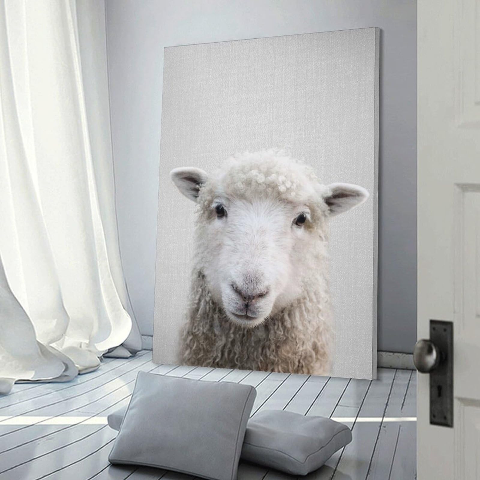 Junmoney Canvas Wall Art Sheep Colorful, 24x36inch(60x90cm), for Corridors, Hallways Or Apartment Entries, Decorative Canvas Styling for Entry Areas
