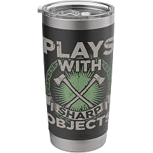 Funny Axe Throwing | Plays With Sharp Objects Ax Gift Stainless Steel Insulated Tumbler