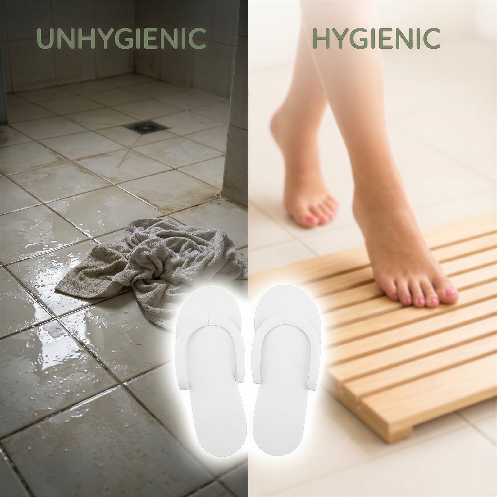 100 par jednorazowych japonek do pedicure, sandały z pianki EVA, 26 x 10,9 cm, lekkie kapcie dla gości do spa, salonu, hotelu, podróży, na imprezę, do codziennego użytku, białe, dla kobiet i mężczyzn