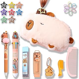 KEYDUACU Capybara Juniors Pencil Case - Large Capacity School Supplies Bag with Pencil Set and 10 Color Pencil Case (Beige)