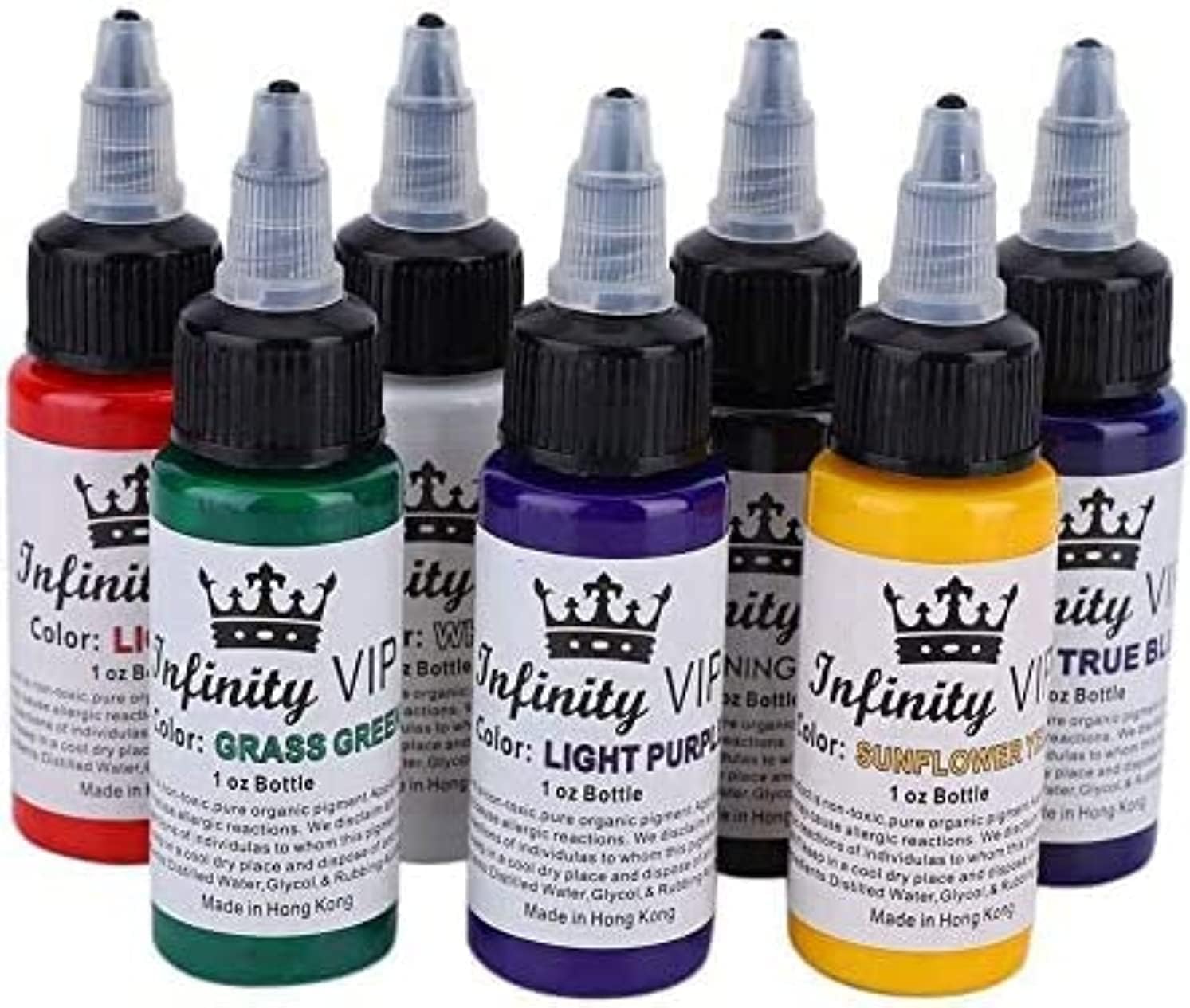 7 Colors Tattoo Ink Set, Body Color Semi-permanent Tattoo Inks Set Professional Longlasting Eyeliner Eyebrow Lip Tattoo Pigment Ink Set for Tattoo Machine