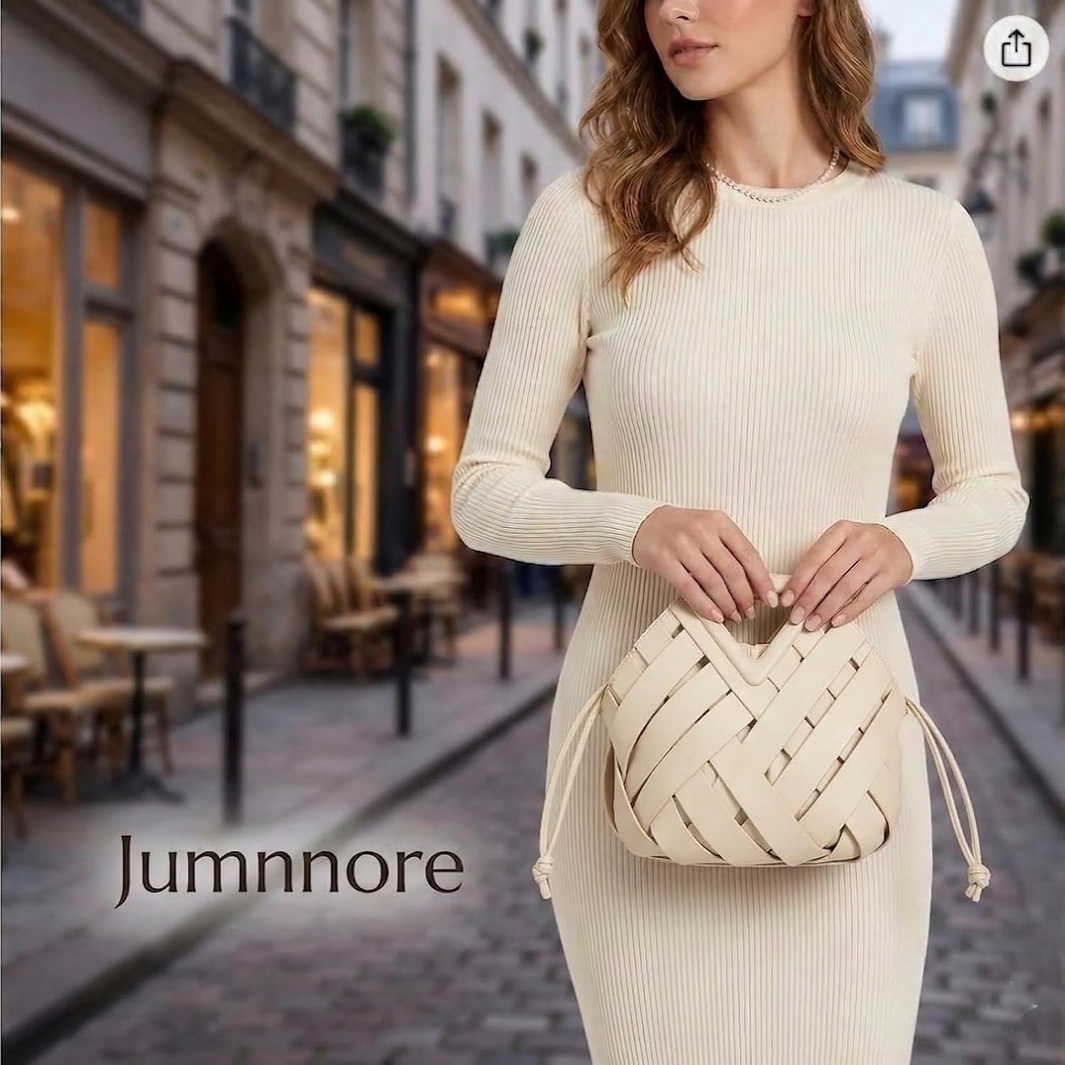Woven Bucket Crossbody Bags for Women, Retro Leather Tote Handbag Top-handle Hobo Purse Inverted Triangle Shoulder Bag