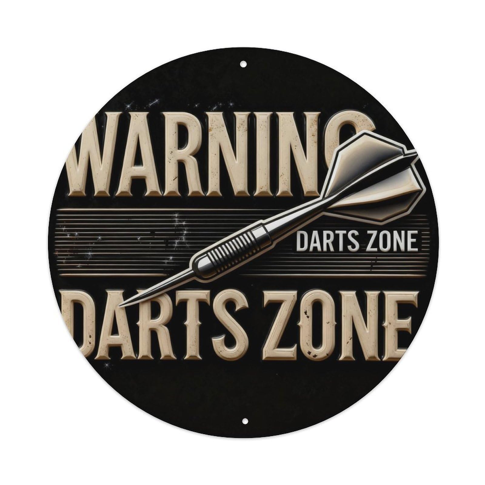 Warning Darts Zone Sign Pattern_1 Round Metal Tin Sign Vintage Wall Decor, Bar Garage Cafe Kitchen Home Wall Art Poster 8x8inches