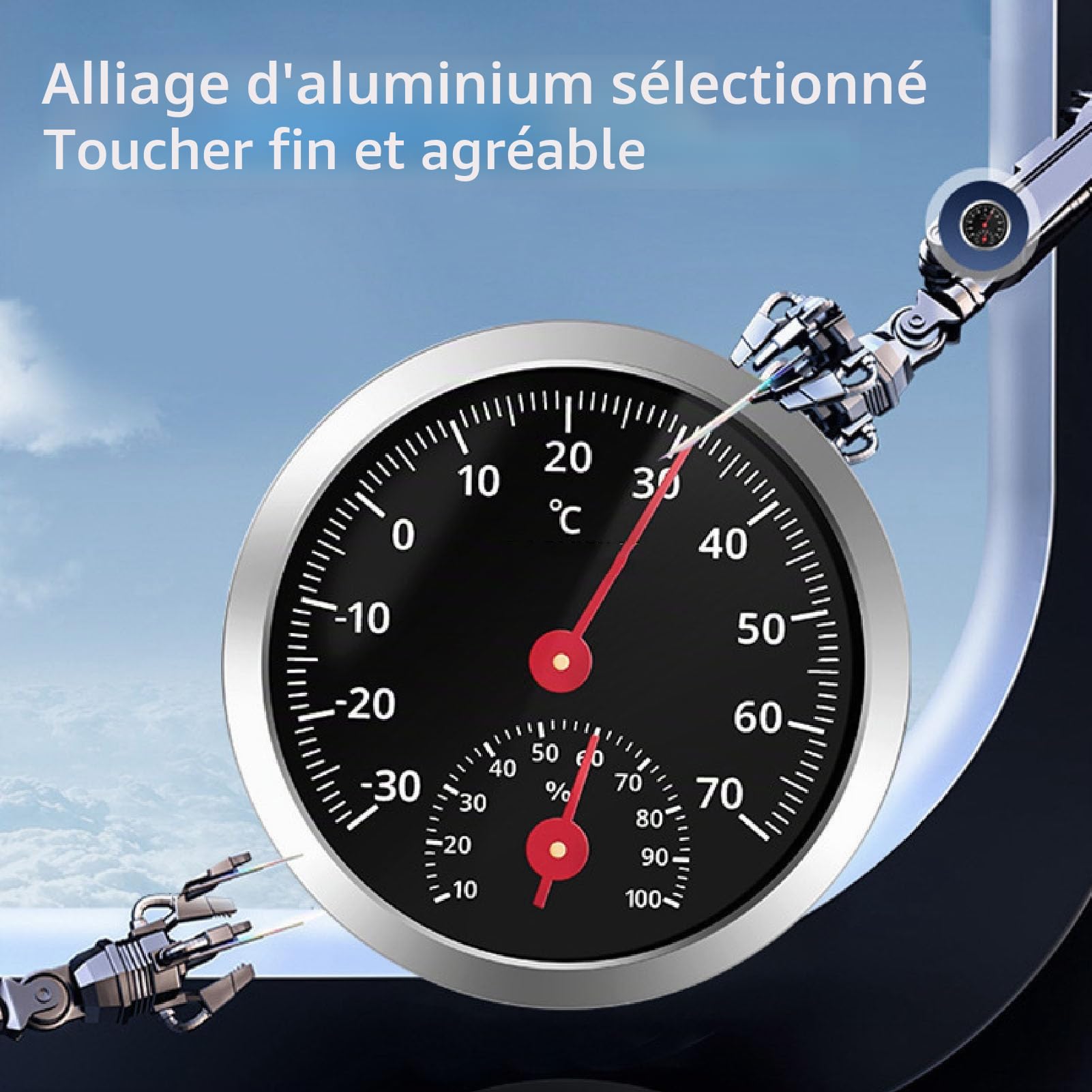 VBESTLIFE Hygromètre de Thermomètre en Voiture, Mécanique sans Batterie Compteur Extérieur Intérieur avec Haute Précision -30 ° C à 70 ° C pour la Maison, la Voiture, la Serre