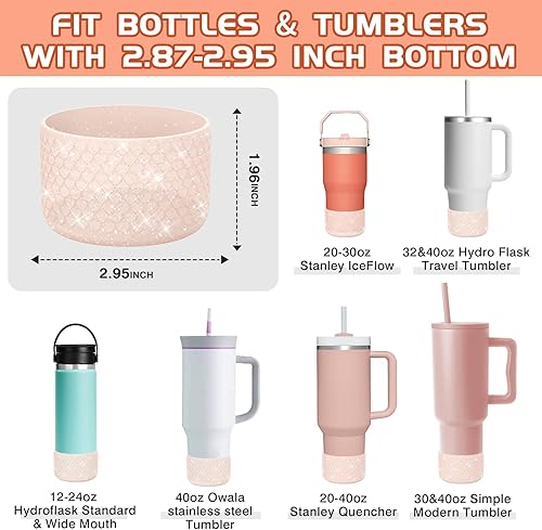 Miniatura 2 de WUQID Paquete de 2 fundas de silicona con textura de corazón Bling para botas compatibles con vaso Stanle de 40 onzas, 30 onzas, 20 onzas y botellas