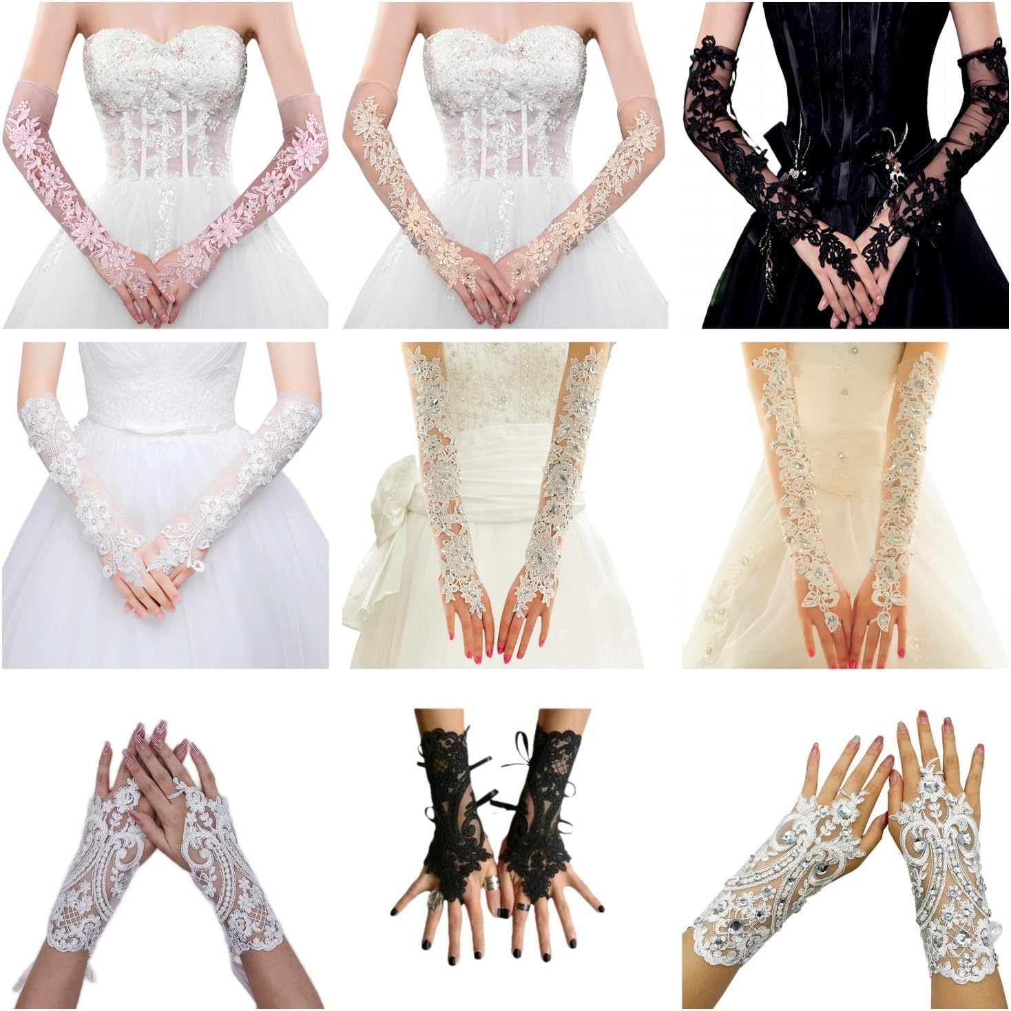 Specell レディース セクシー シアー 指なし グローブ メッシュ チュール レース グローブ ロング アイス シルク 薄手