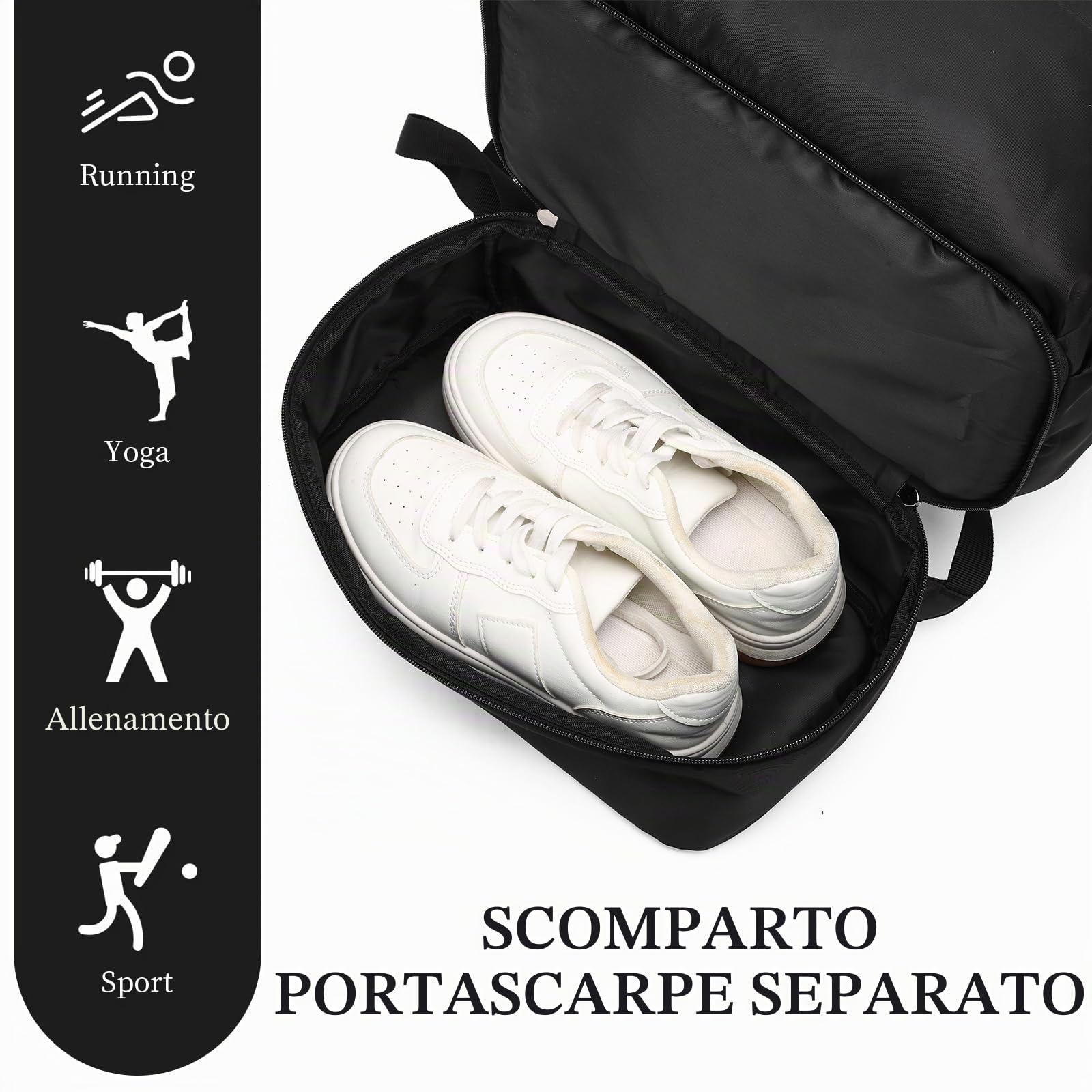Seyfocnia Zaino da Palestra per Uomini, Zaino da Viaggio Impermeabile con Scomparto per Scarpe, Borsa da Sport Leggera, nero, 22 Inches, Da viaggio