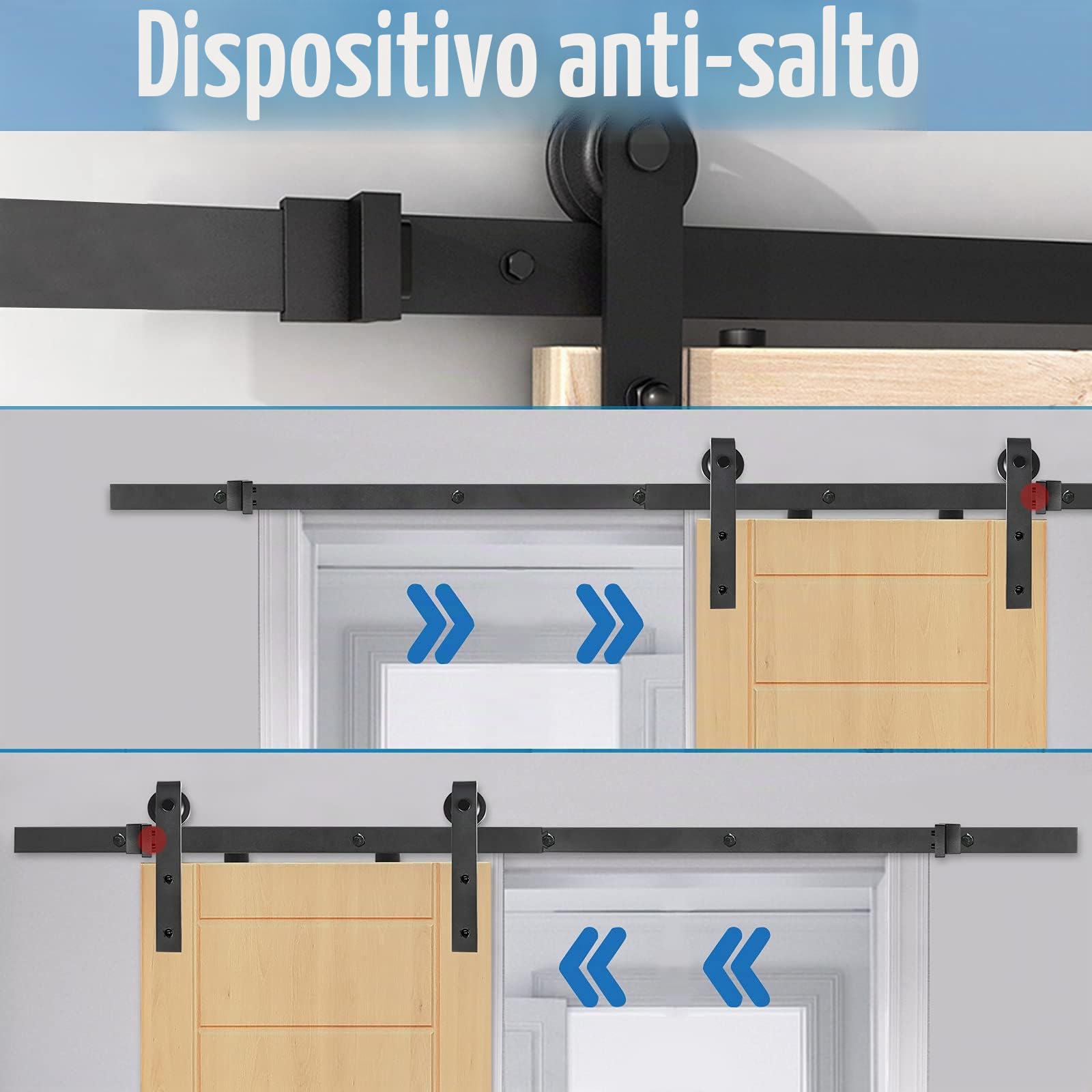 UISEBRT Kit di ferramenta per porta scorrevole da fienile in acciaio al carbonio 366 cm - Nero