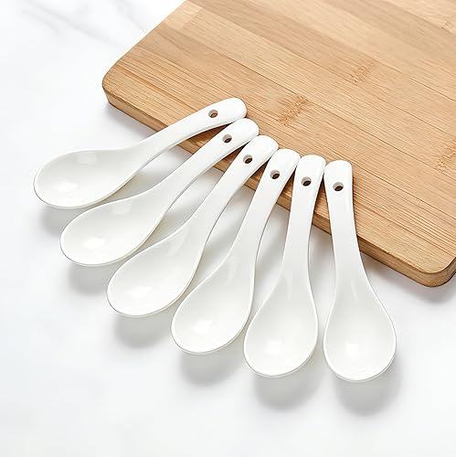 Soup Spoons Set of 6-5.5 Inch Asian Style Spoons for