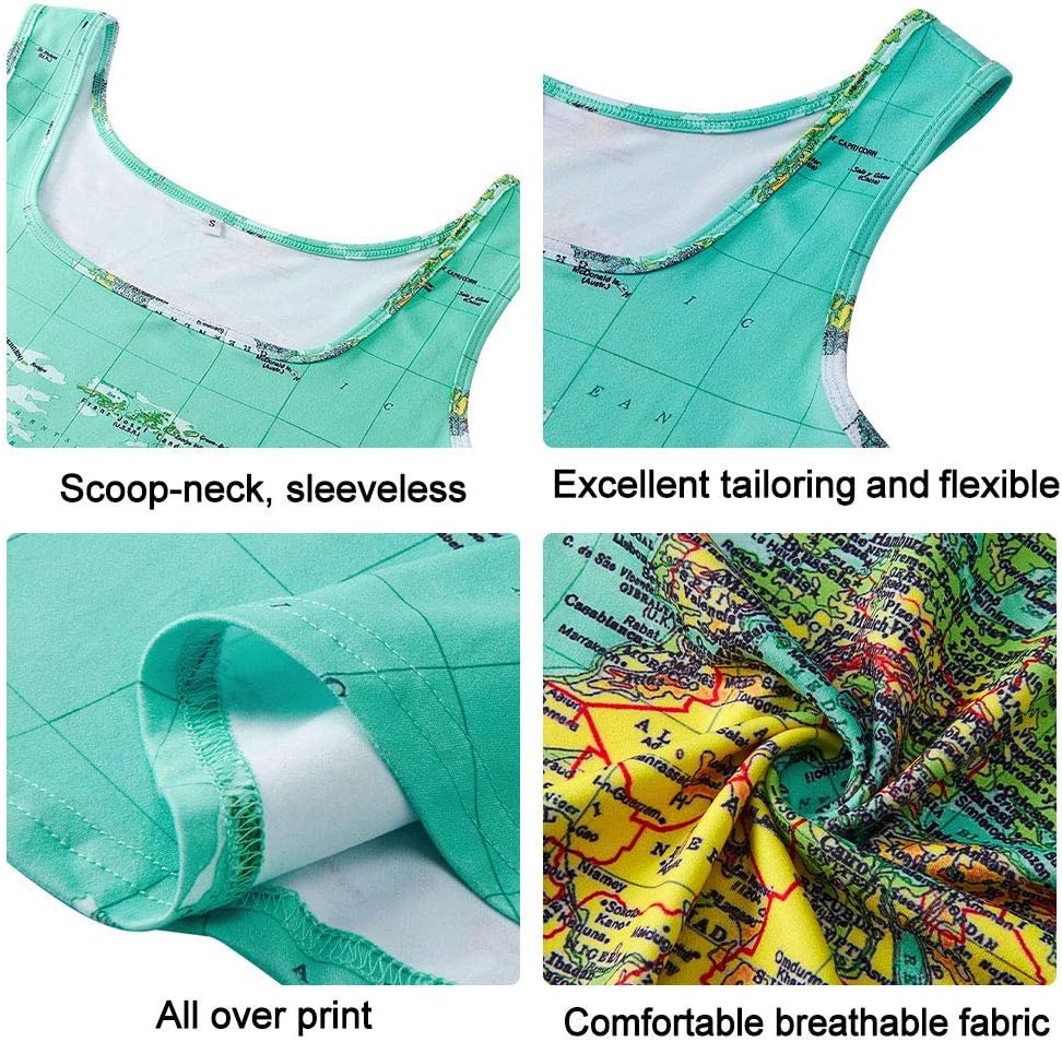 Fanient Womens Sleeveless Dress Casual Print Scoop Neck Sundress A Line Midi Dresses - Image 6