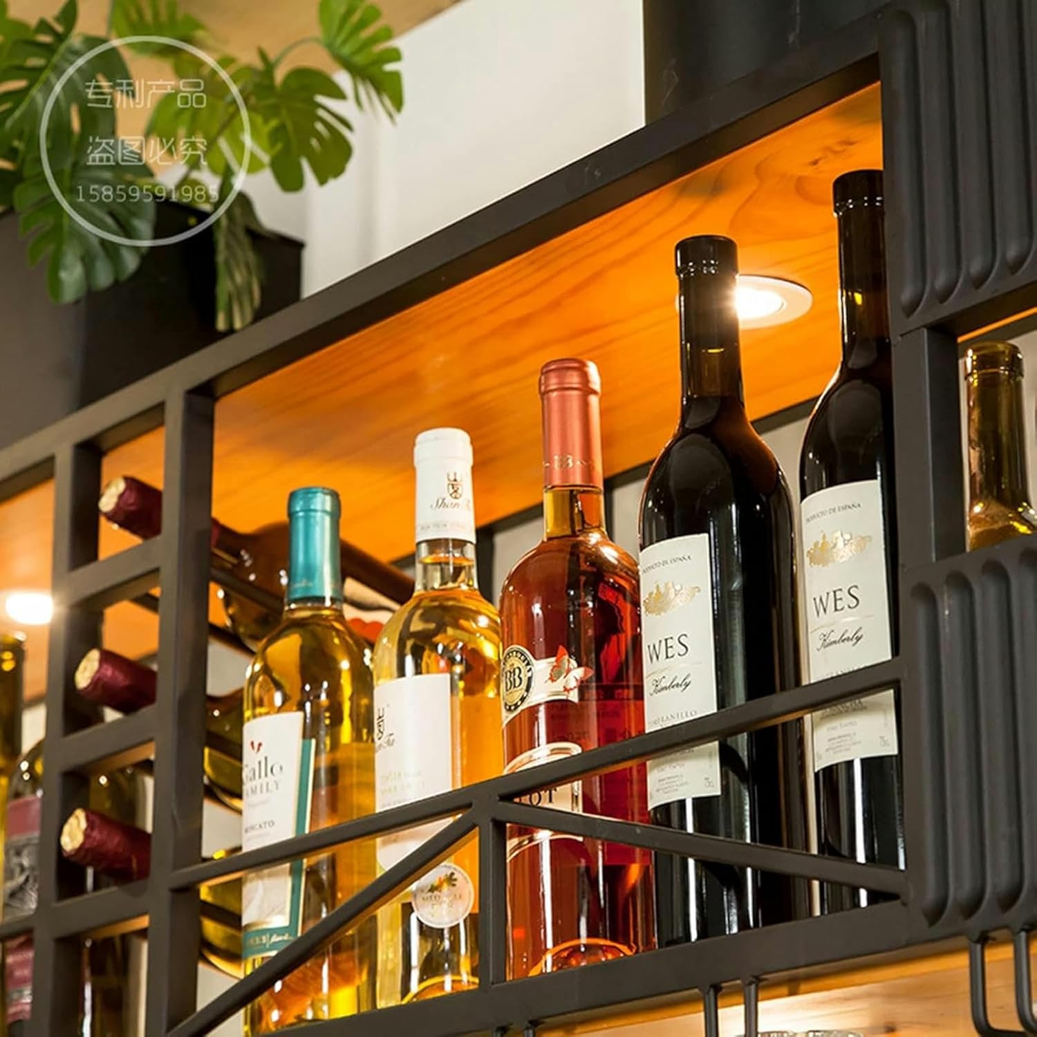Ceiling Wine Rack, Wine Cabinet Bar Decoration Hanger Household Solid Wood Ceiling Cabinet Multi,Functional Display Rack,