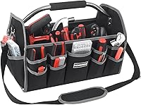 KOWSINDE 16 Inch Electrician Tool Bag - Open Top, 26 Pockets, Steel Handle, Waterproof Base & Removable Shoulder Strap