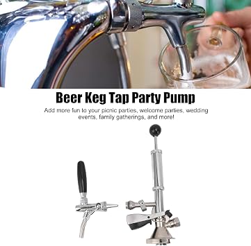 Stainless Steel Beer Keg Tap, Reusable Beer Keg, 4 Inch Beer Keg Party Pump, Beer Kegerator Pump for Homebrew Picnic Parties Welcome Parties Wedding Events Family Gatherings