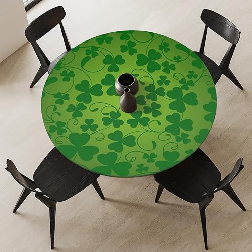 Vista 60 de cfpolar Mantel redondo ajustable de verano, hojas de palma tropical, borde elástico, mantel redondo lavable para uso en interiores y exteriores, se