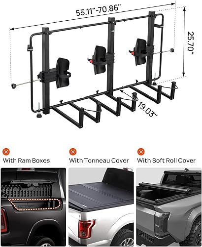 Miniatura 2 de JOYTUTUS Portabicicletas para cama de camión para camioneta de tamaño completo, Portabicicletas de cama de camión, Portabicicletas de cama de camión