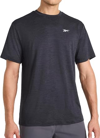 Reebok Mens Strike Short Sleeve Crewneck T-Shirt, Standard Fit, Lightweight Stretch Poly Jersey Fabric