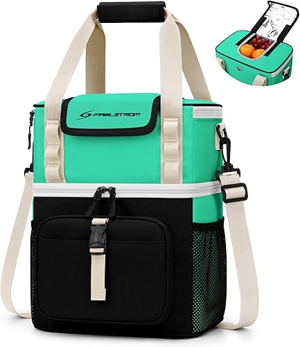 Maelstrom Lunch Box for Women, 20L Insulated Lunch Bag Men, Leakproof Double Deck Cooler Bag, Soft Lunch Cooler with Quick Access Flip-Top Lid for