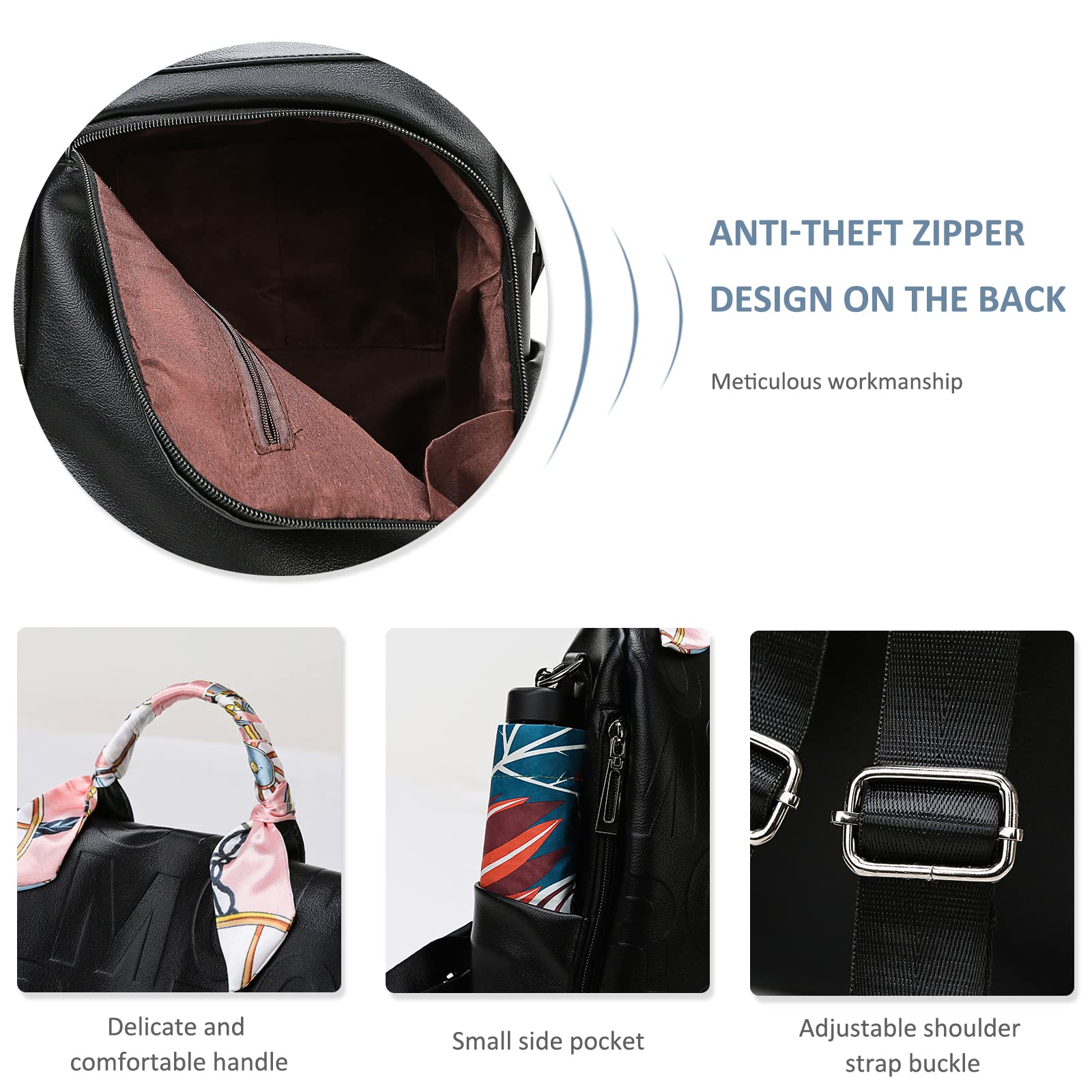 ADITAM ADITM Zaini Moda Donna Zainetto Causale in Pelle Zainetto da Donna Borse a Tracolla Stampate di Design Zaino Antifurto per Lavoro Scuola Viaggi Double The Comfort