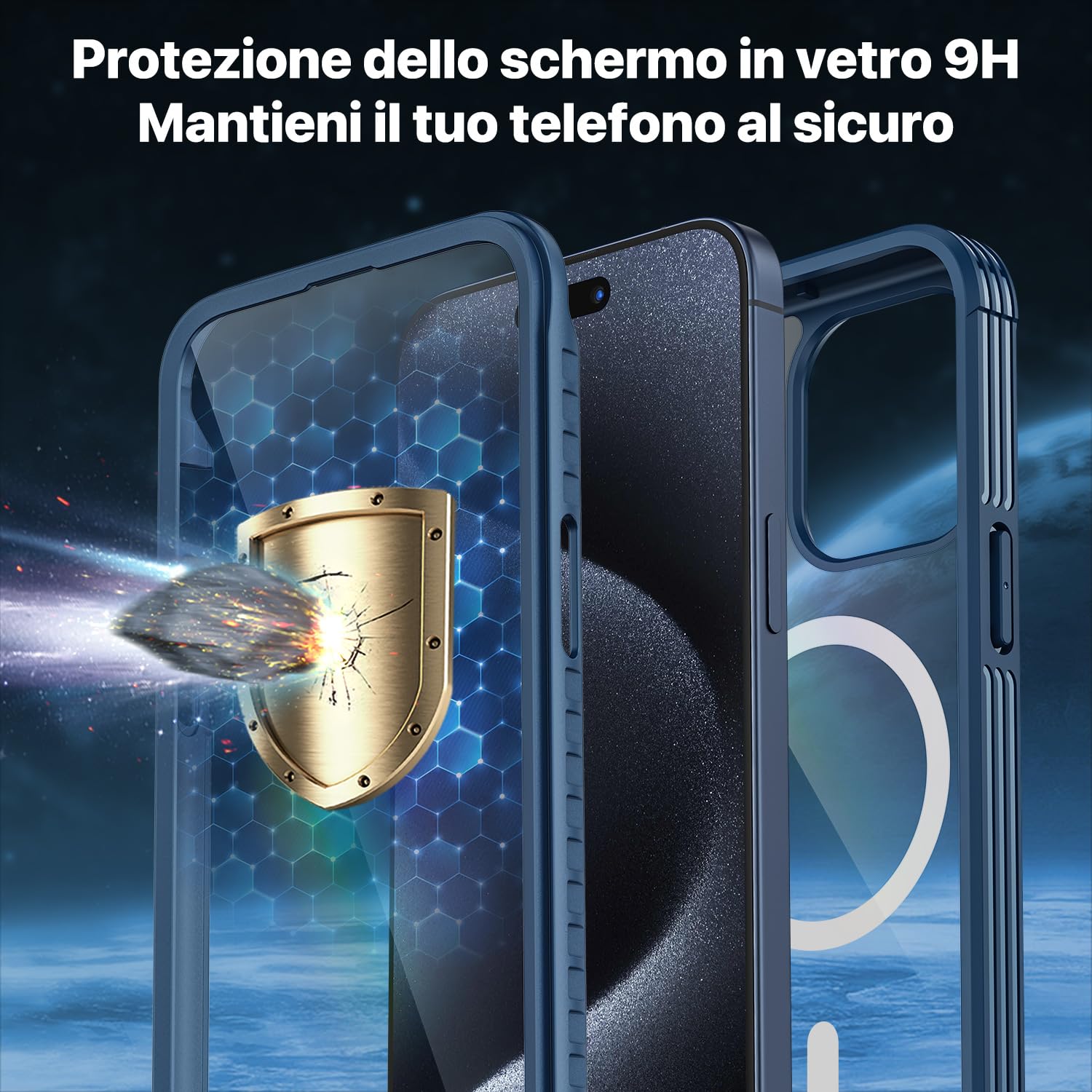 CENHUFO Cover Magnetica iPhone 15 Pro, [Compatibile con Magsafe] Integrata [9H HD] Vetro Temperato Schermo e Protezione Fotocamera, Custodia Antiurto 360 Gradi Fronte Retro Doppia Faccia Case -Nero