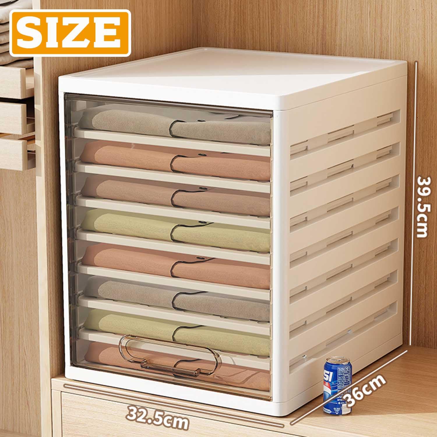 Organizador Armario Ropa de Jeans Camisetas Fuerte Apilable Organizador Cajones Plegable Cajas Organizadoras de Vestidor Que Ahorra Espacio con 7 Compartimentos,3 Partitions