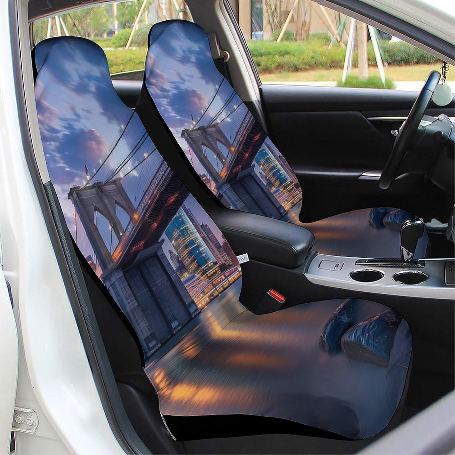 New York City Brooklyn Bridge Manhattan Car Seat Covers Automotive Seat Covers Car Seat Protector Auto Front Seats Protector for Most Cars 1PCS