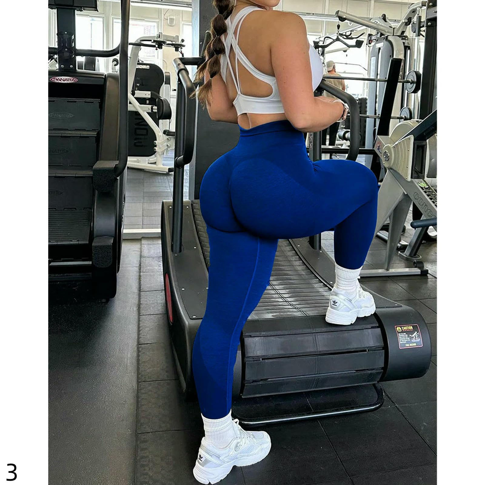 Pantaloni da Yoga Senza Cuciture Leggings Donna Vita Alta Scrunch Butt Gym Booty-Grigio-m