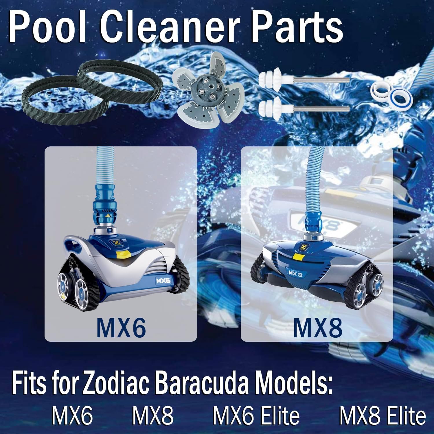 Qagea Pool Cleaner Parts Accessories Fits for Zodiac Baracuda MX6 MX8 MX6EL MX8EL, Tune Up Kit with R0524900, R0526100, R0527000, R0525100