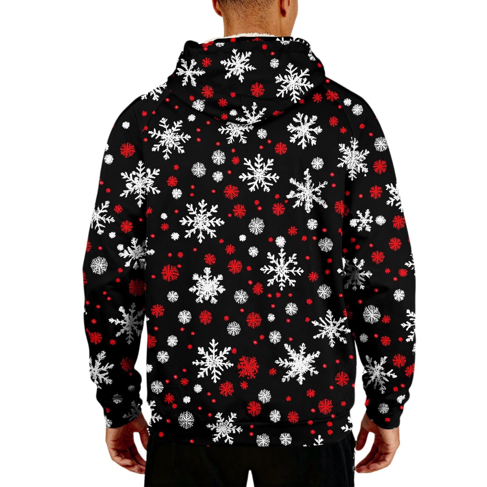 Sudaderas navideñas con forro polar para hombre divertidas con copo de nieve sudaderas de talla grande vestido de Navidad invierno cálido jersey sherpa de manga larga novedad disfraces navideños ropa