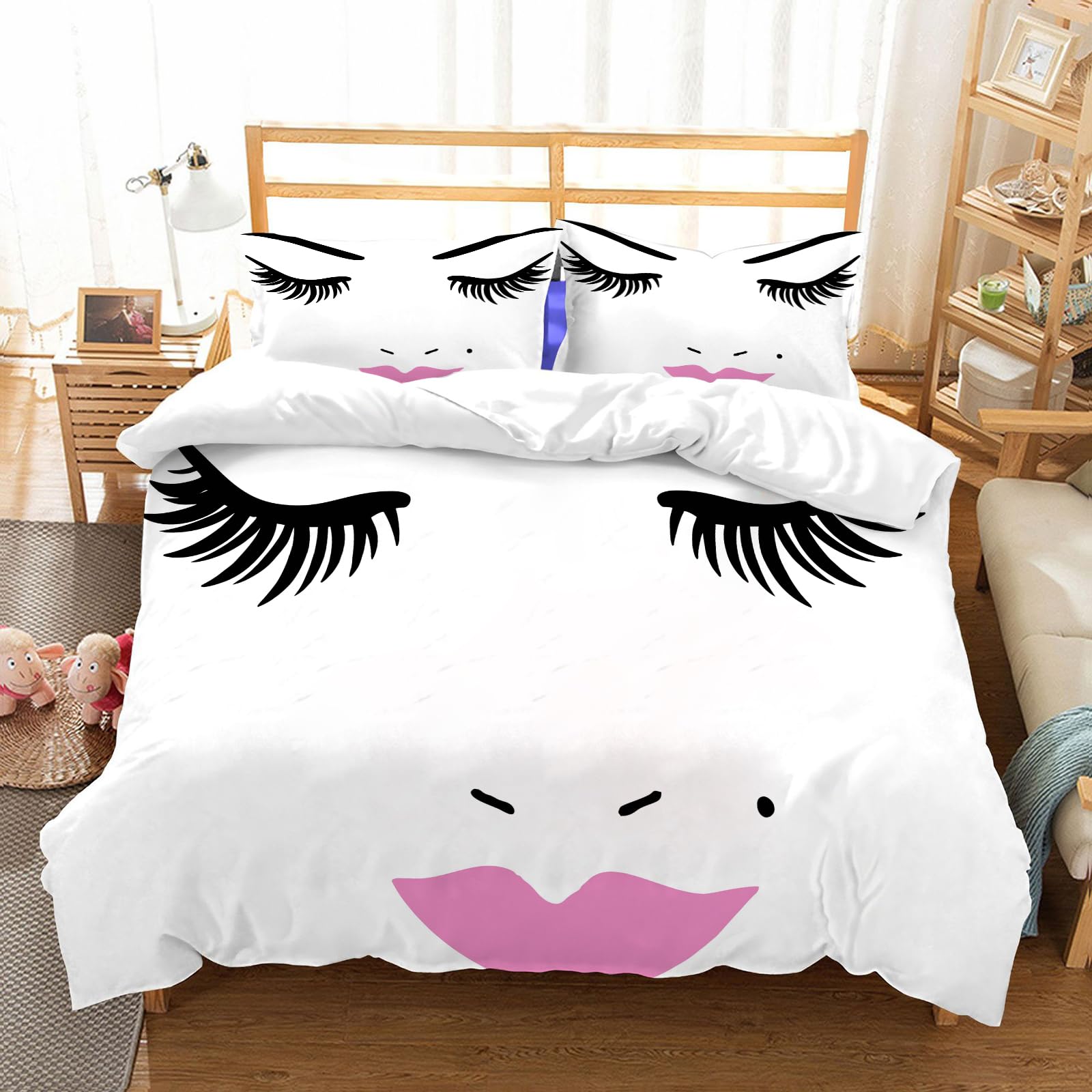 Linge de lit premium en microfibre de haute qualité motif cosmétiques rose 228x264cm