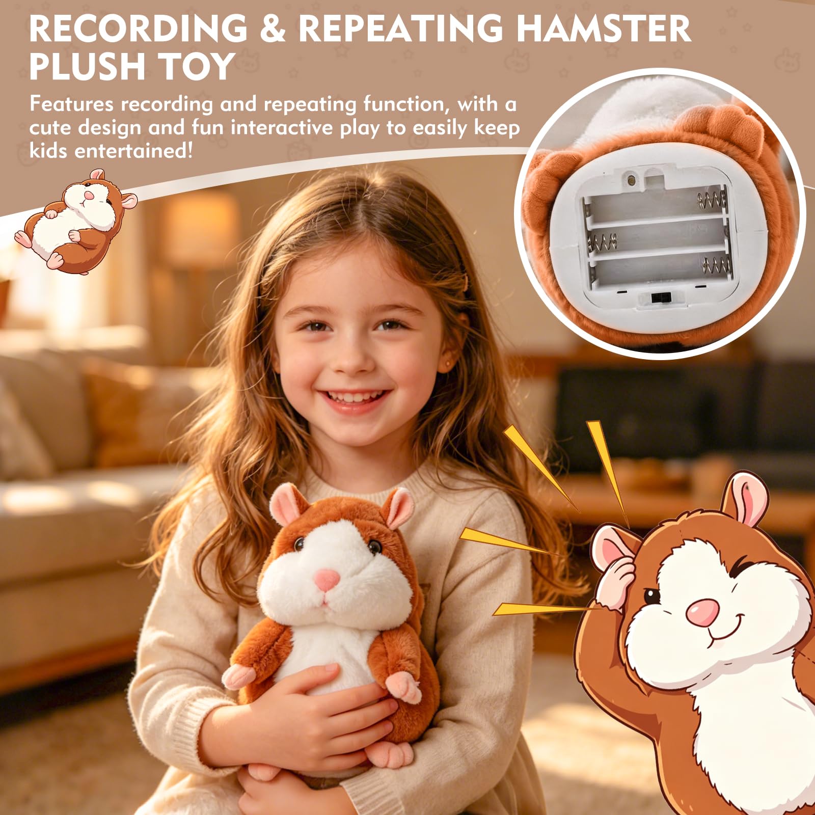 TaimeiMao Hámster Parlante,Hámster Hablando,Hamster Juguete Parlante,hámster Parlante de Peluche,hámsters Interactivo,Interactivo Juguetes de Felpa, Cumpleaños