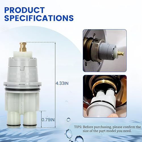 Miniatura 3 de Paquete de 2 cartuchos RP46074 Delta compatibles con Delta Serie 1314, grifo de ducha para bañera, kit de reparación de cartucho de válvula