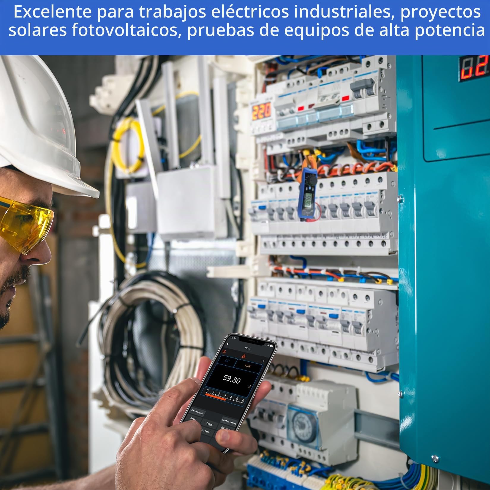 OWON CM2100B Pinza Amperimétrica Digital Bluetooth Autorango 20000 Recuentos Probador de Capacitancia de Resistencia CA/CC Multímetro TrueRMS Múltiples Funciones de Medición Protección NVC VFC