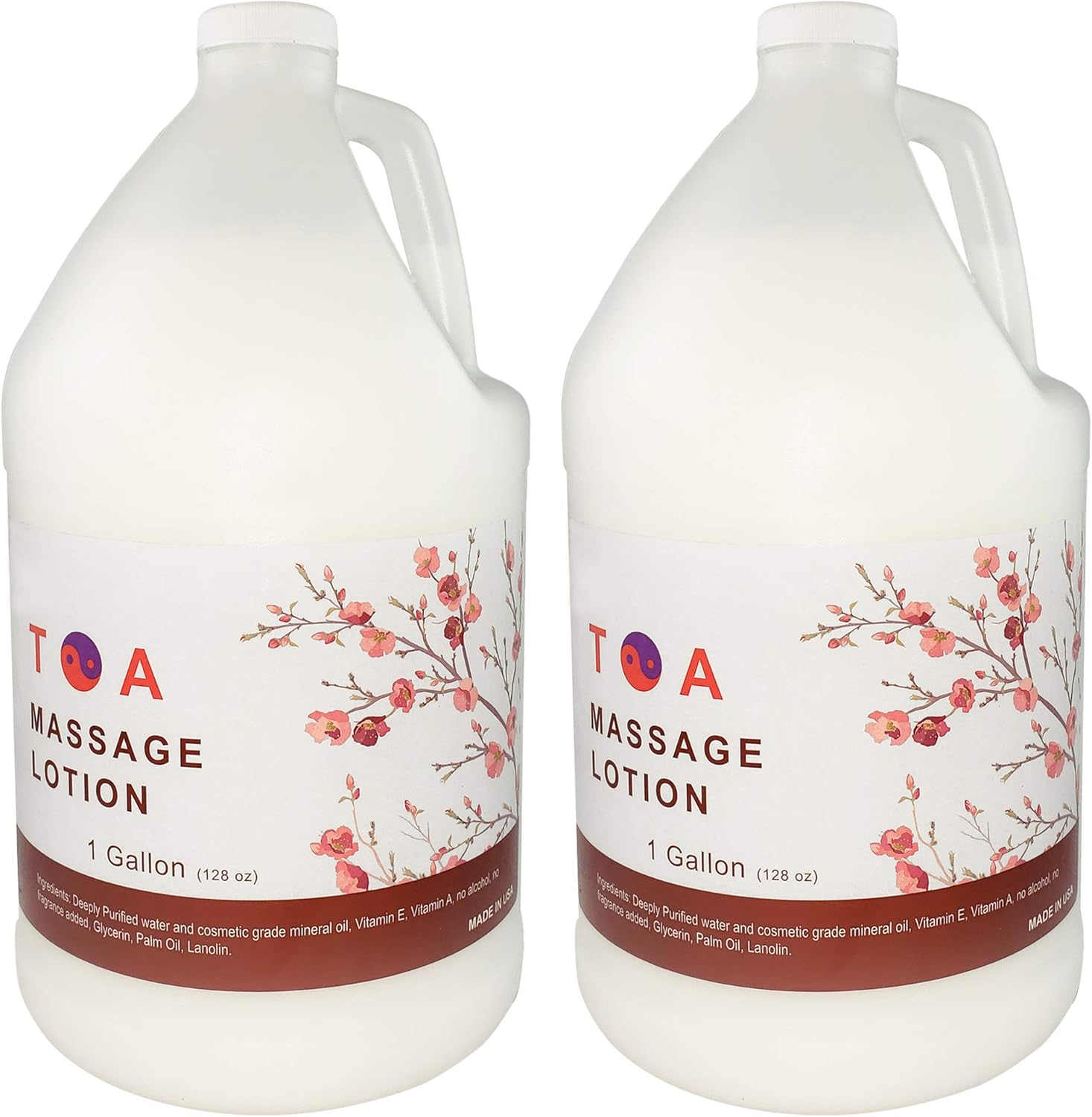 TOA Massage Lotion 1 Gallon Bottle; for Massage Therapy with Natural Ingredients to moisturize, Hydrate and Smooth Rough Skin for All Skin Types