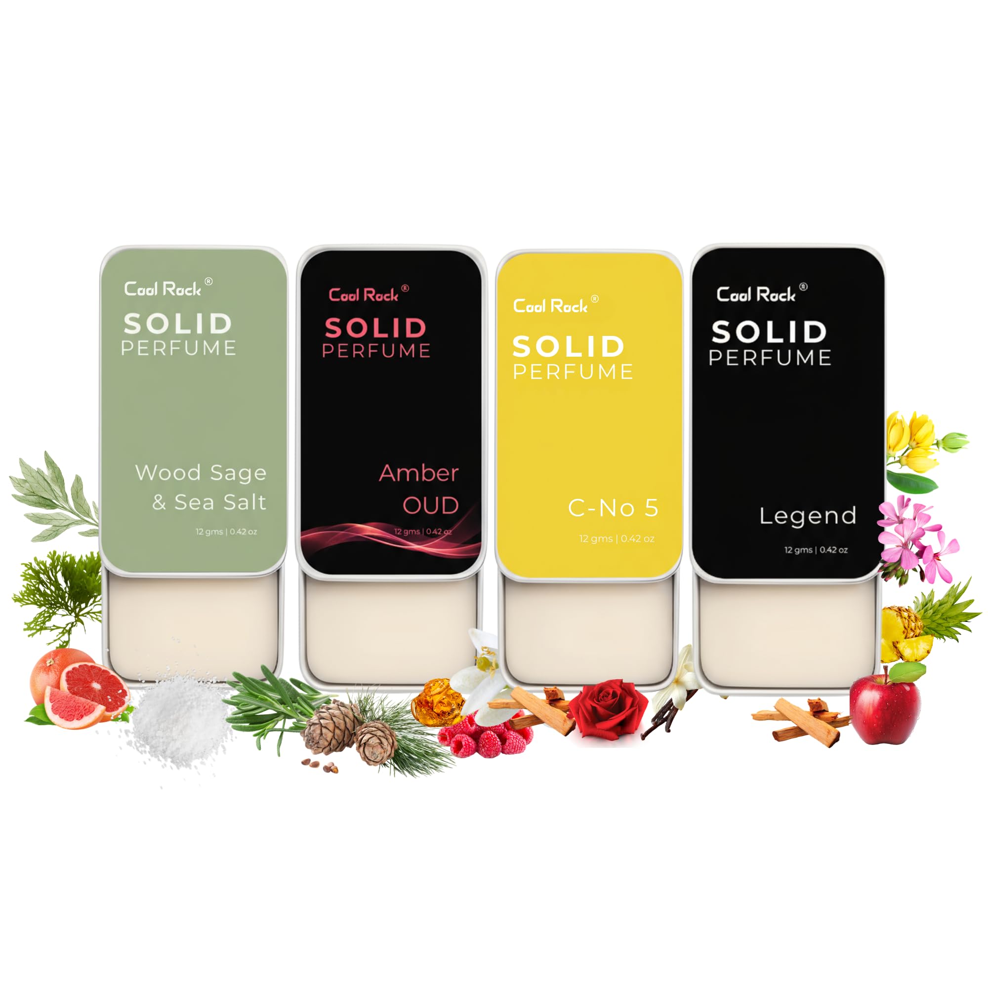 Solid Wax Perfume | Strong & Lasting Fragrance | Easy to use | 12ml Each Eau de Parfum - 48 ml (For Men & Women) (AmberOUD+W.S.S.S.+No.5+Legend)-image-7
