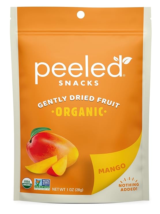 Peeled Snacks Organic Dried Fruit – Healthy, Vegan Snacks for On-the-Go Lunch and More Mango 1 Oz (Pack of 24)