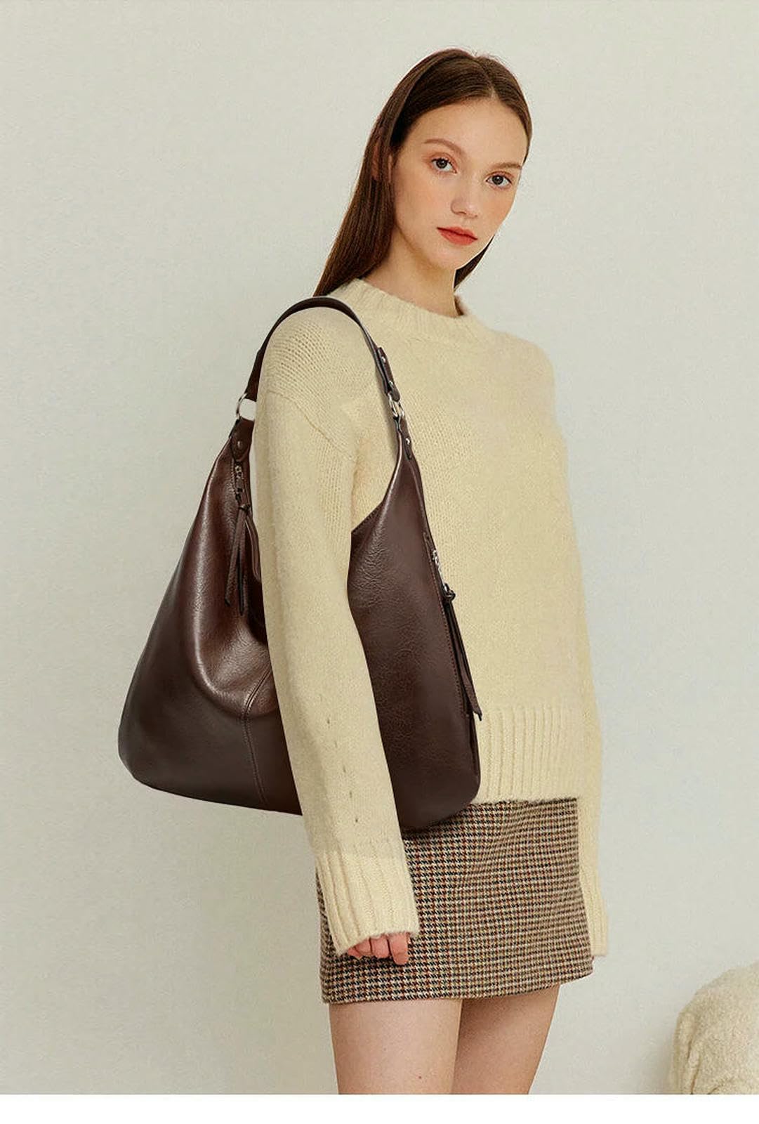Borse Borsa A Tracolla Grande Invernale in Pelle da Donna, dal Design Trendy E Stile Hobo per Viaggi Fine Settimana-Verde