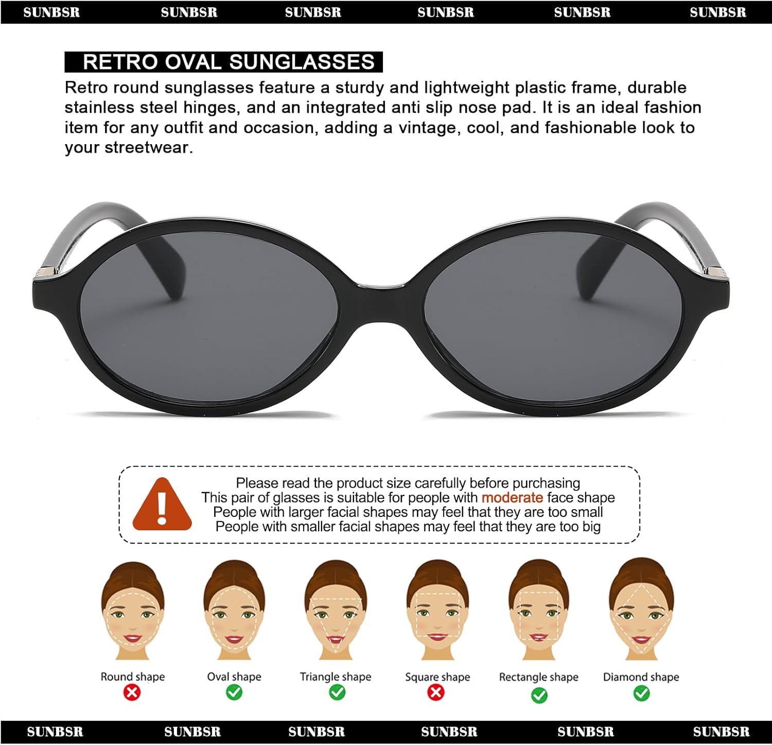 Retro Oval Sunglasses for Women Men Trendy Round Tortoise Sun Glasses 90s Vintage Shades - Image 5