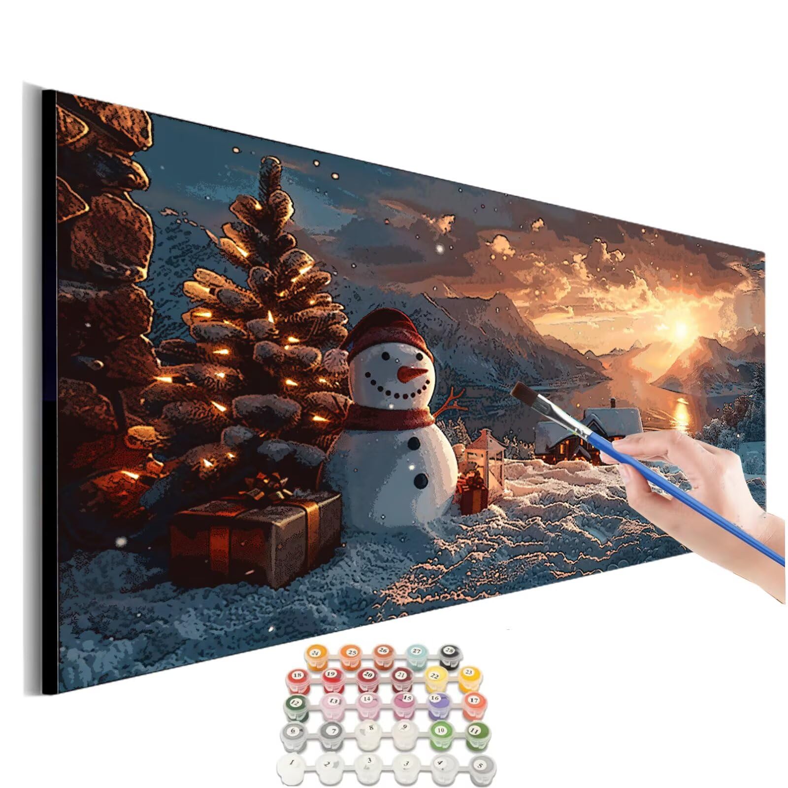 Peinture Numero Adulte Cadeau Peinture Par NuméRos Grand Format Bonhomme de neige Loisirs CréAtifs Enfant DIY NuméRo D'Art Complet Kit DéButants ,Cadeau GarçOns Filles , Sans Cadre 60x120cm M-501