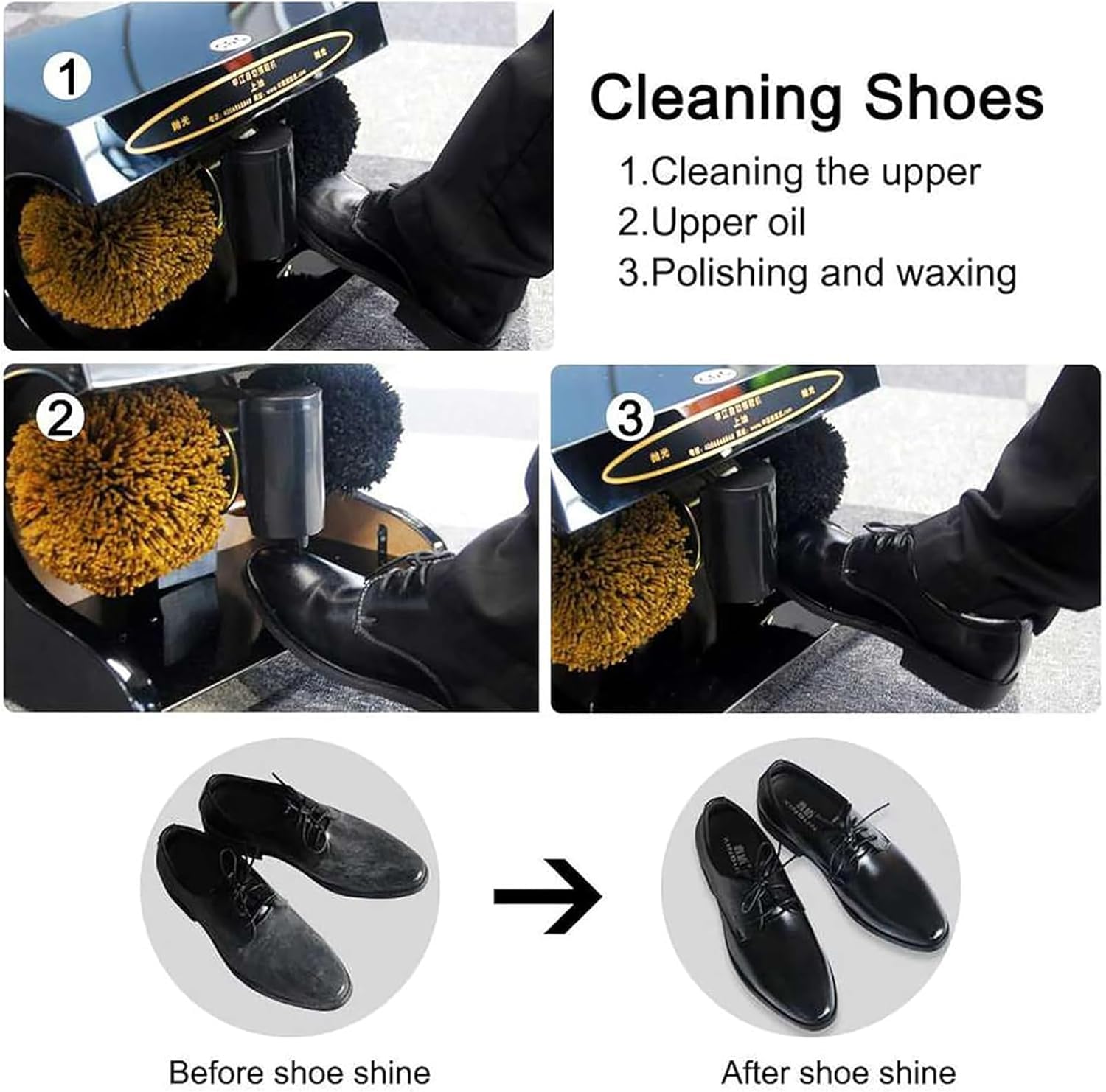 Kit lucidascarpe Elettrico con sensore Automatico - Spazzola elettrica per Scarpe per Pulire, lucidare e lucidare Le Scarpe - Pulitore per Polvere lucidante per Scarpe, B,B